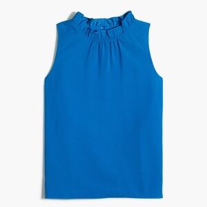 JCREW Size Medium Brand New, Never Worn blue shell top with ruffled neck